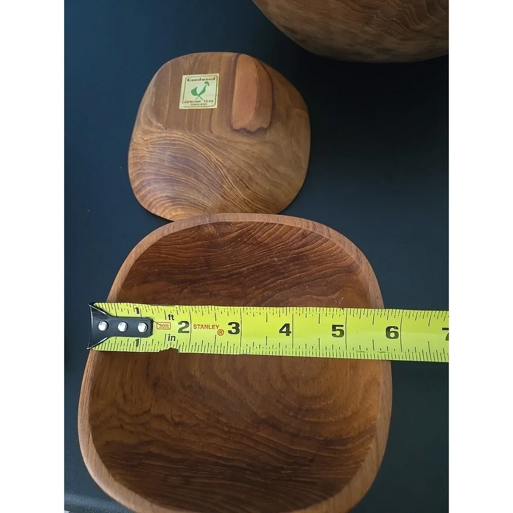 Vintage Goodwood Genuine‎ Teak Wood Salad Bowl  Utensils Set Of  7 Thailand